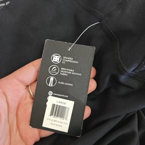 NWT BSP Black Flare Leggings Women’s Size Large Media Pocket Yoga Athletic Pants - Picture 4 of 15